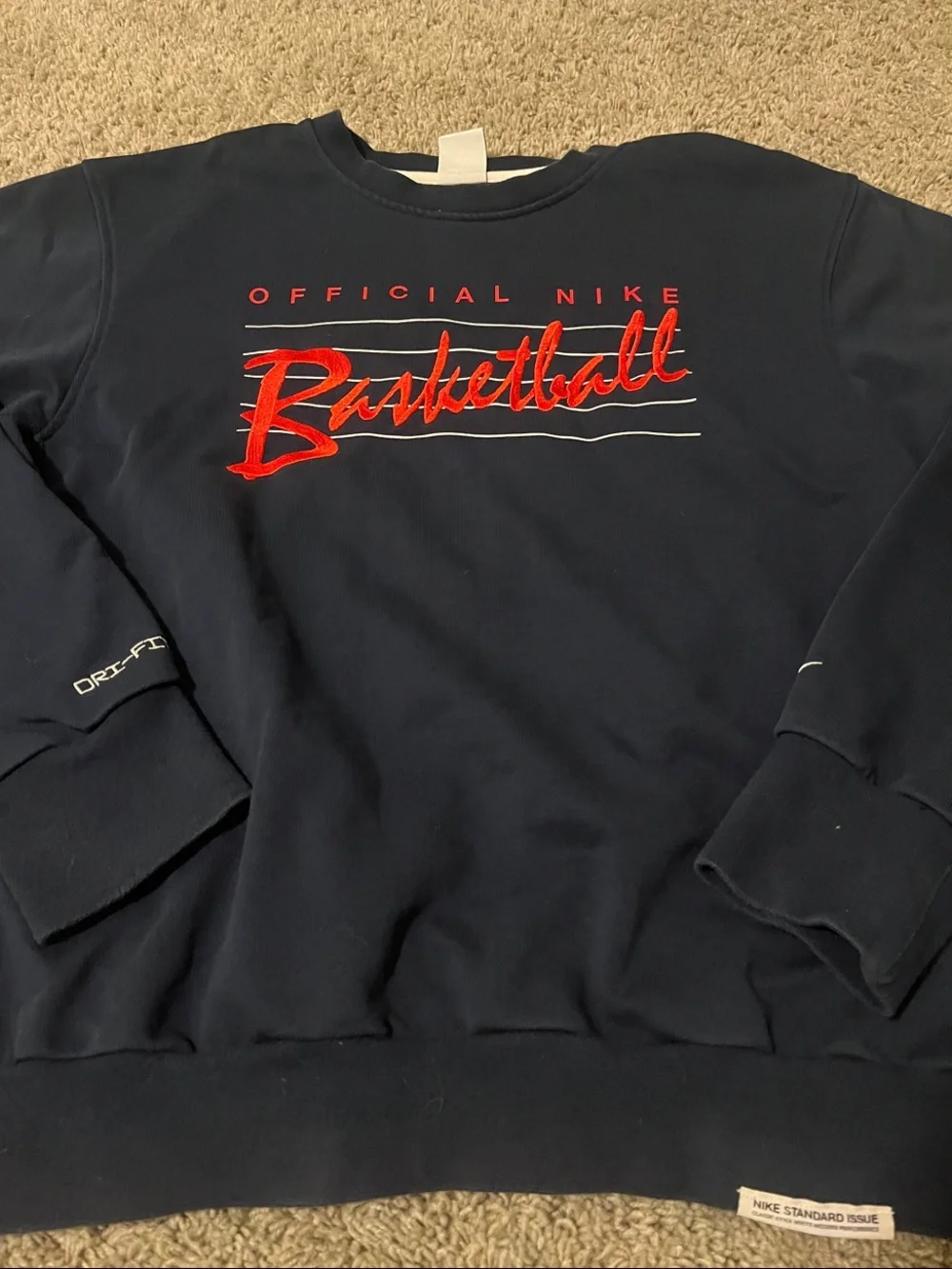 Nike Navy Crewneck Sweatshirt with Red 'Basketball' Script